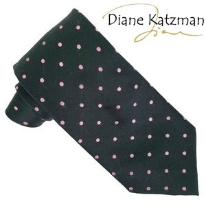 Diane Katzman Tie Black w/ Pink Polka Dots Breast Cancer Awareness Silk Necktie